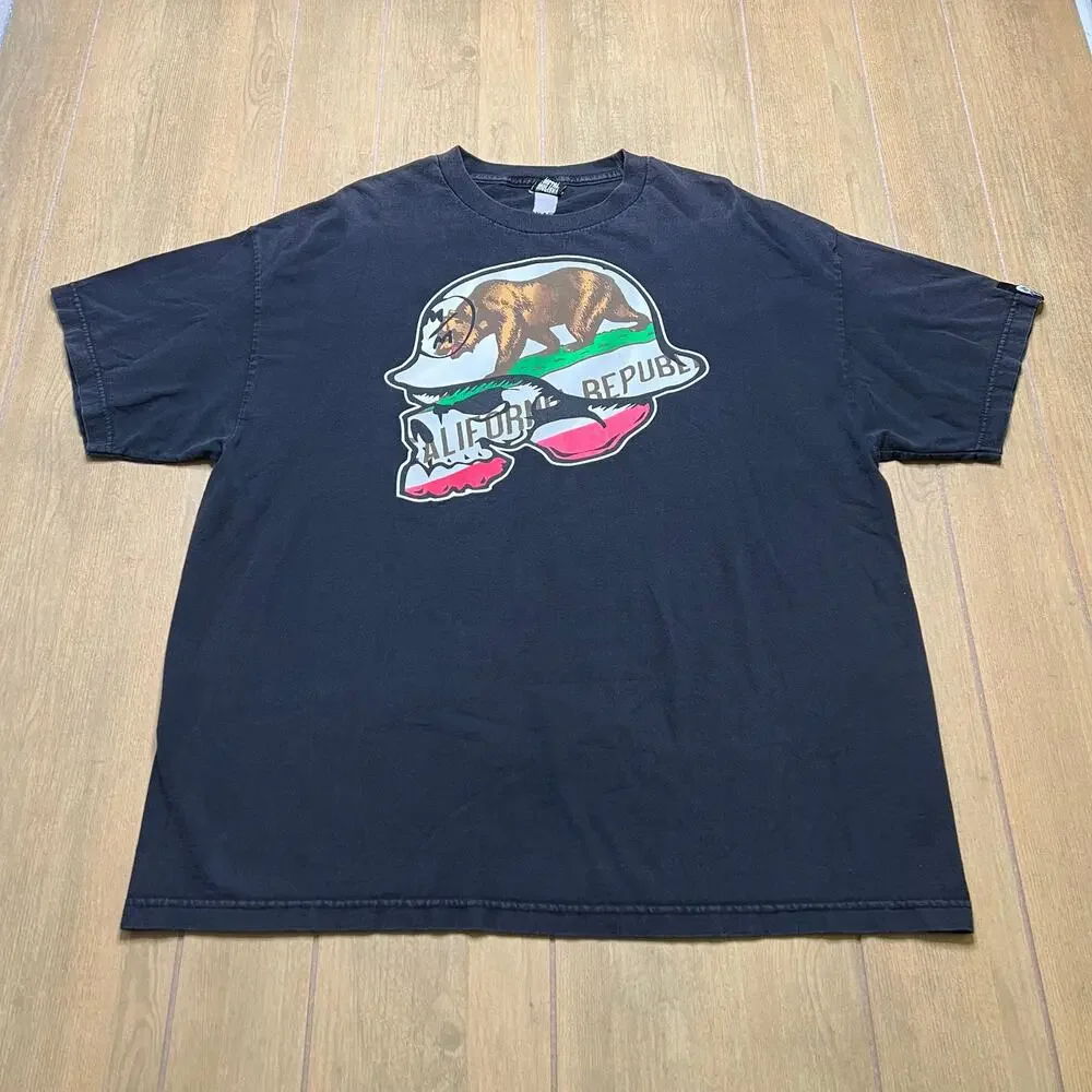 Y2K Metal Mulisha California‎ Republic Black Graphic T-Shirt size XL vintage